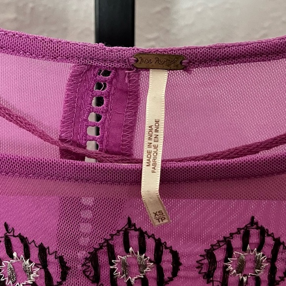Free People La Cienega Embroidered Top in Wisteria Long Sleeve Women's XS - Picture 4 of 5